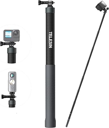 TELESIN 3rd Gen 3 Meter Ultra Long Carbon Fiber Selfie Stick for Action Camera, Waterproof Underwater Monopod for GoPro, DJI Osmo Action, Invisible Stick for Insta360 ONE RS, ONE X3-300CM