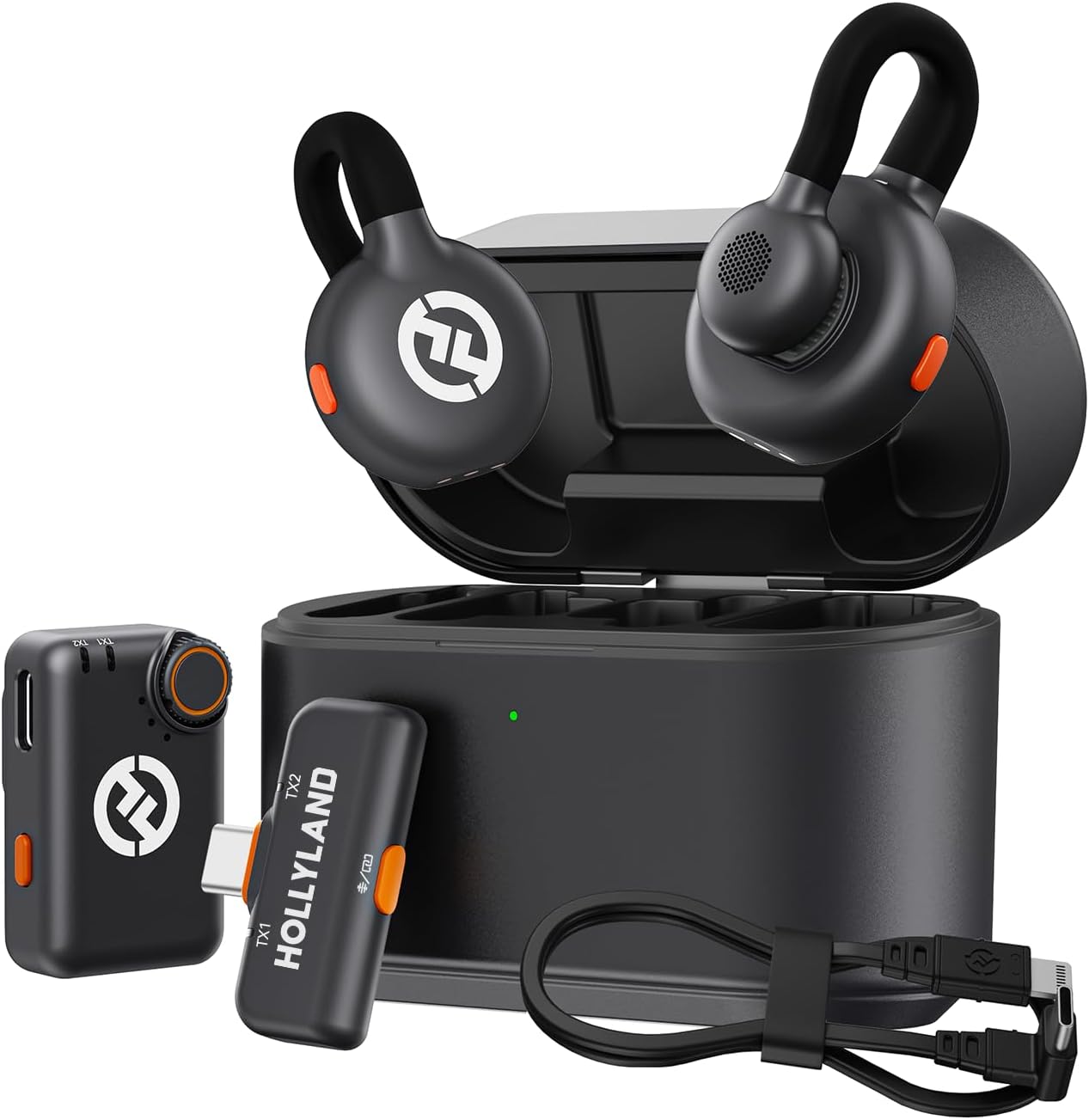 Hollyland LARK M2S Combo 2-Person Wireless Microphone System for Cameras and Mobile Devices (2.4 GHz, Space Gray)