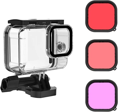 Waterproof Dive Case+3-Pack Dive Filters Kit Compatible with GoPro Hero 12 11 10 9 Underwater Housing Shell Supports 45M/148FT Deep Diving Scuba Snorkeling Go Pro Accessories