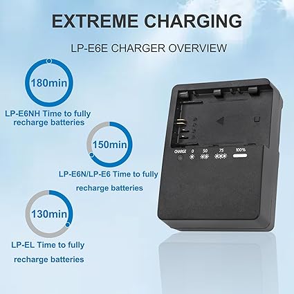 LC-E6 LC-E6E LP-E6N Battery Charger for Canon EOS R R5 R6 5D Mark II 5D Mark III 5D Mark IV 5DS 5DS R 6D 6Da 6D Mark II 7D 7D Mark II 60DA 60D 70D 80D 90D Cameras Charger
