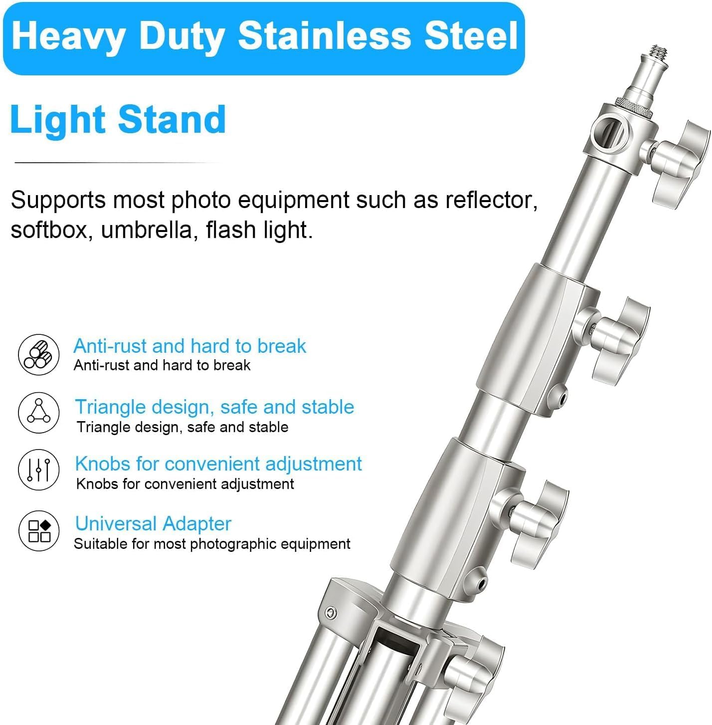 NiceFoto LS-280s AT Stainless Steel Light Stand with Air Pressure System – 260cm Max Height