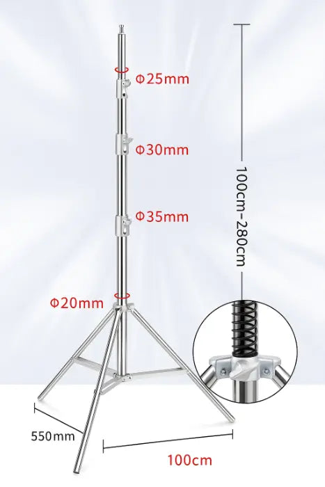 Fx Studio GS-280 Heavy Duty Stainless Steel Light Stand 2.8m ( 10kg Load Capacity )