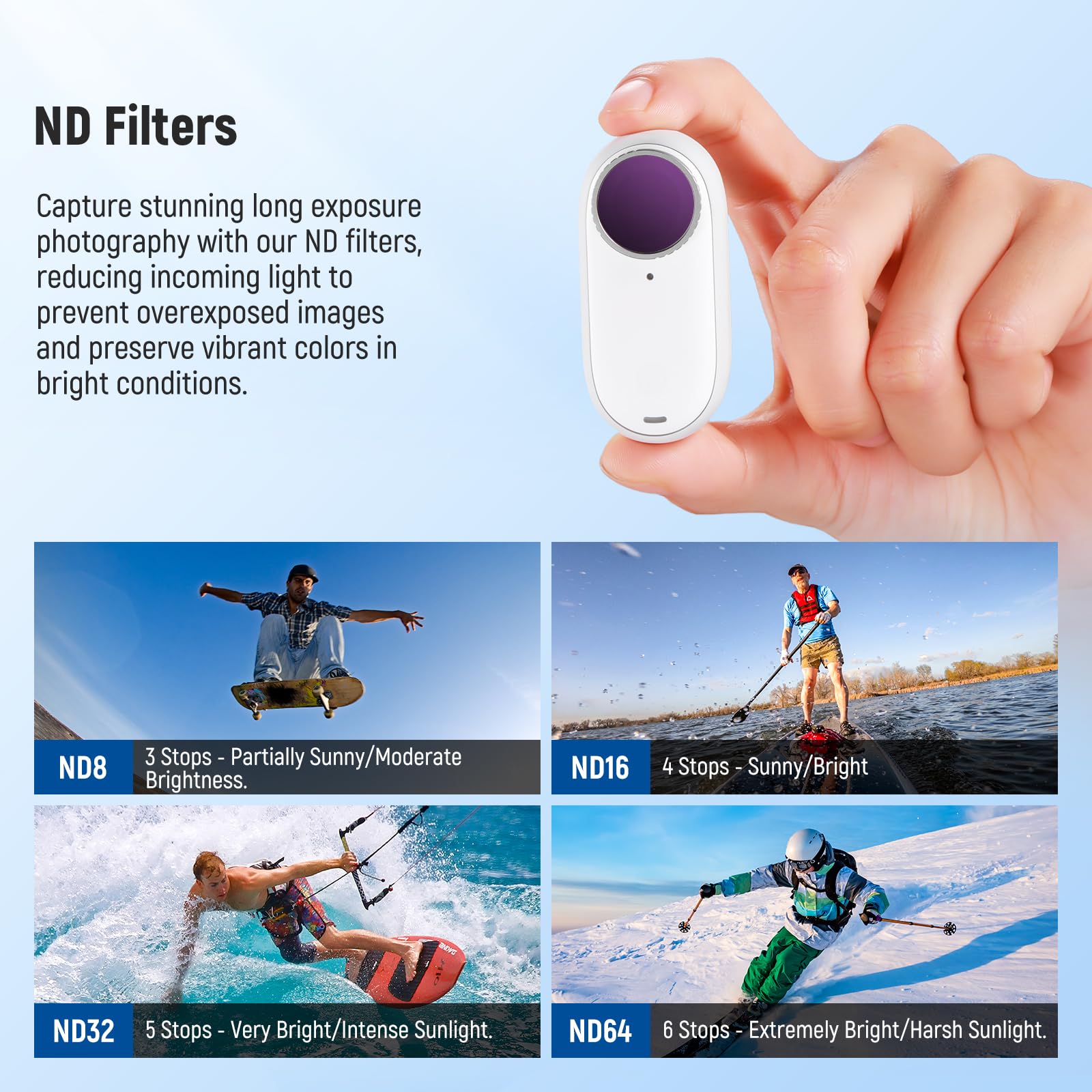 K&F Insta360 GO 3S CPL + UV + ND8 + ND16 + ND32 + ND64 Filters Kit Neutral Density Polorizing Camera Len Filters 28 Multi-Layer Coated