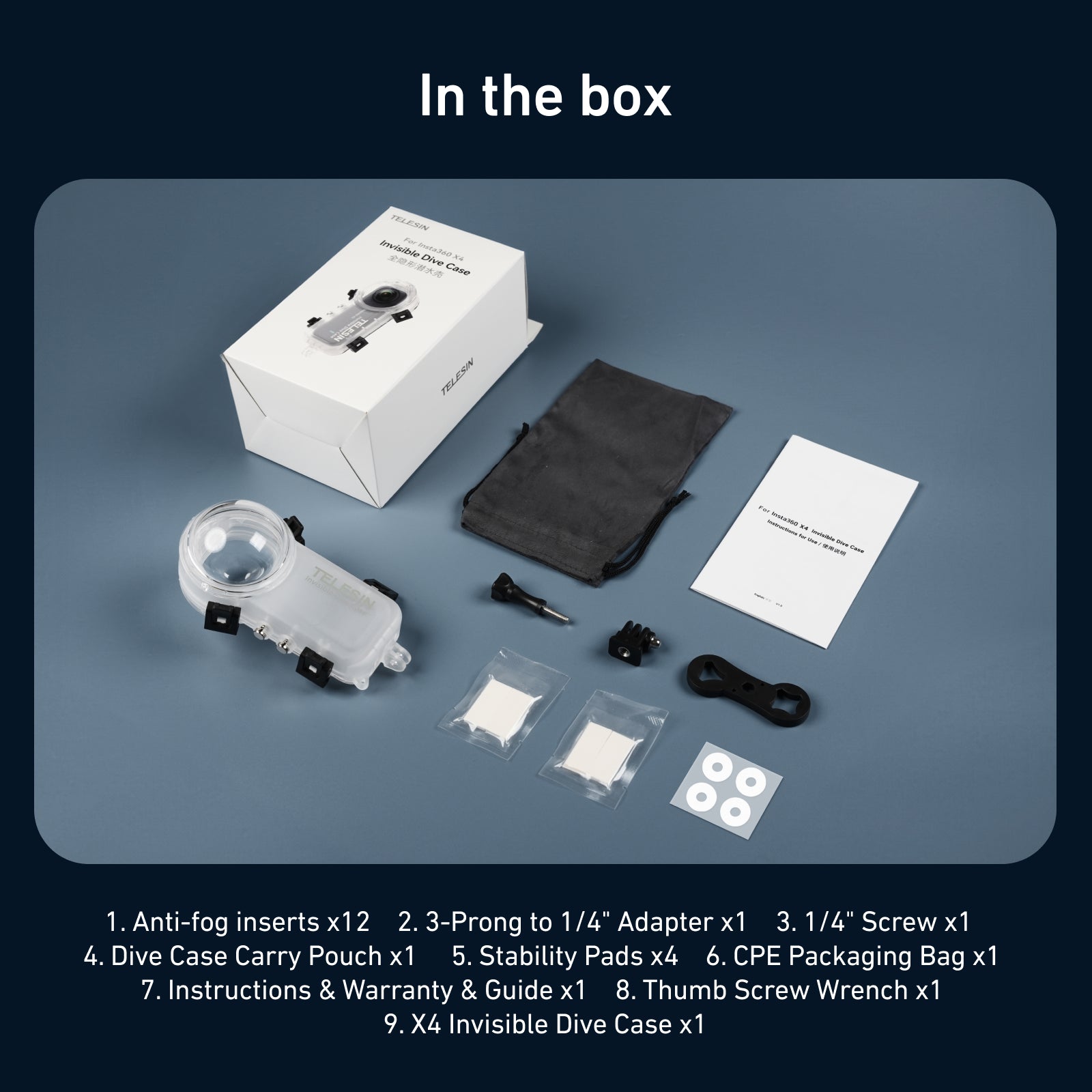 Telesin Invisible Dive Case for Insta360 X4