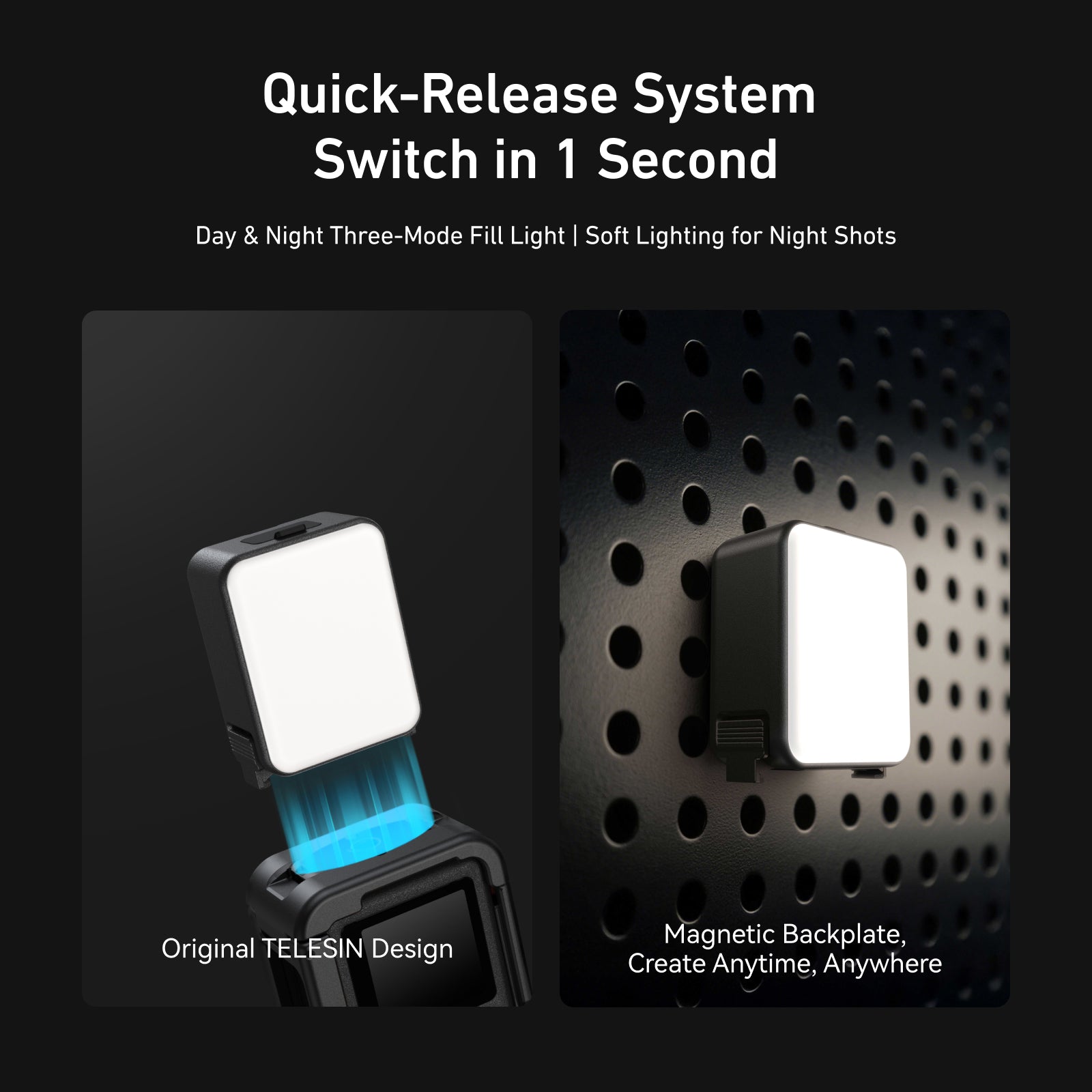 Telesin Quick-Release Fill Light For Action 5 pro/4/3