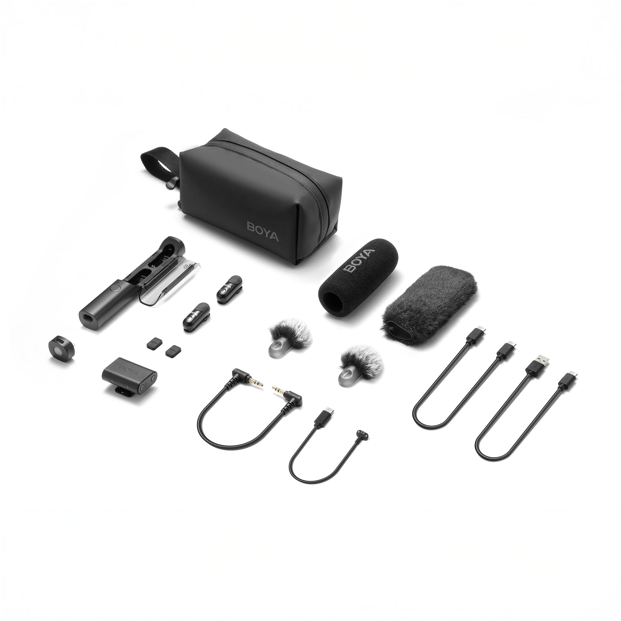 BOYA Magic-02 | AI-Powered 2-Person Wireless Mic System for Cameras & Mobile (USB-C + Lightning + 3.5mm)
