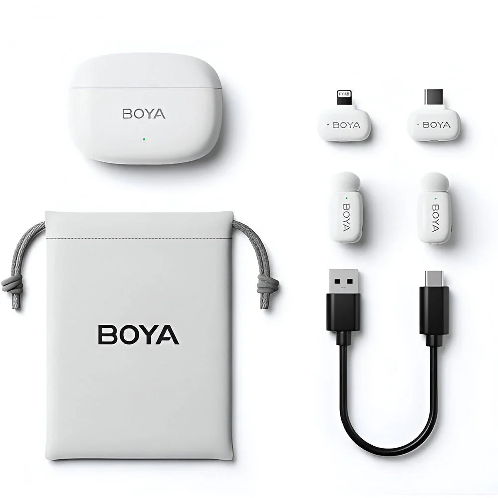 Boya Mini-13 2in1 2.4GHz Dual Channel Wireless Microphone System - White