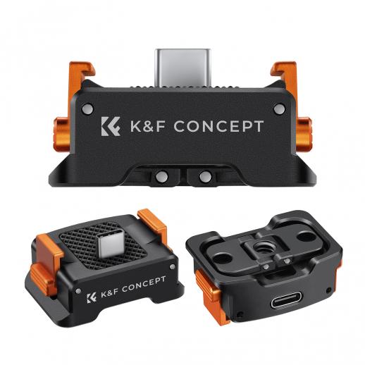 k&f Charging Adapter Base for DJI Osmo Pocket 3, Desktop Type-C Charging Dock Fit Arca-Swiss Standard, with 1/4 Screw Hole/Folding Finger, Aluminum Alloy Bracket