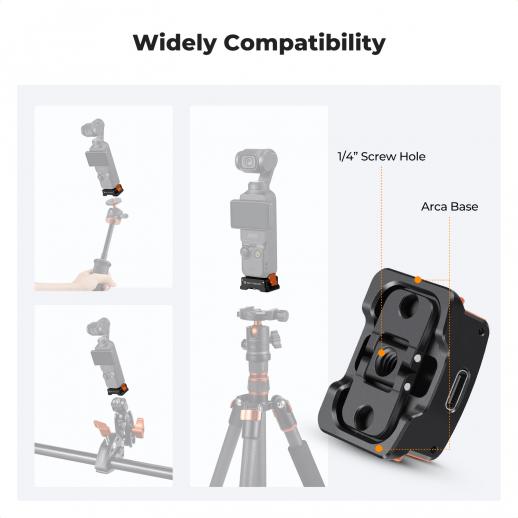 k&f Charging Adapter Base for DJI Osmo Pocket 3, Desktop Type-C Charging Dock Fit Arca-Swiss Standard, with 1/4 Screw Hole/Folding Finger, Aluminum Alloy Bracket