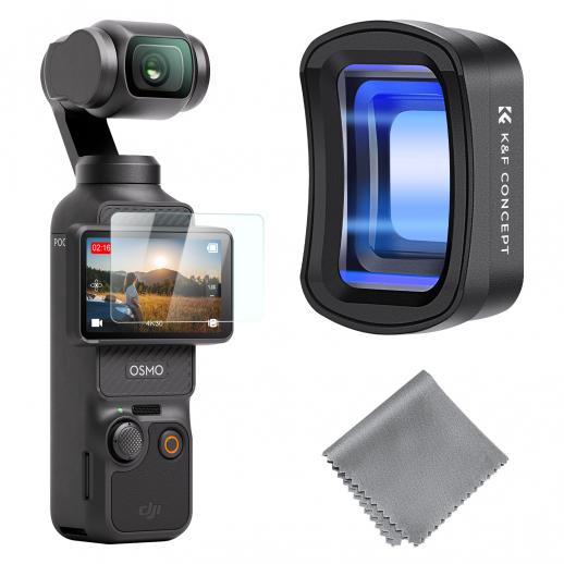 k&f DJI Osmo Pocket 3 1.2X Anamorphic Lens, Blue Streak Effect Widescreen Cinematic Lens, Magnetic Attach / Multi-Coated / Optical Glass