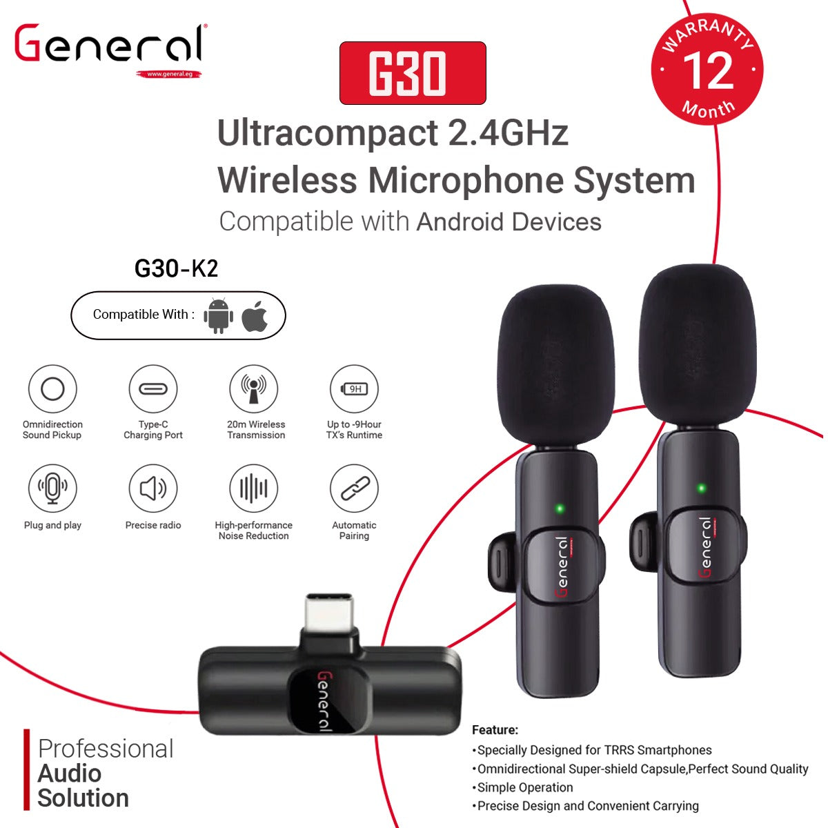 General Wireless G30 microphones  Kit 2 (Type-C)