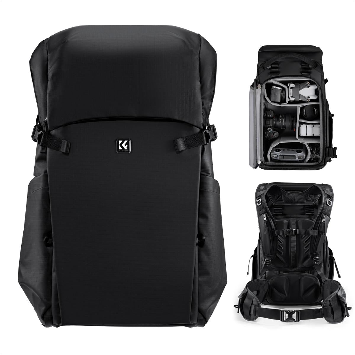 K&F Concept 30L Camera Backpack, Professional Waterproof DSLR Backpack with Removable Customizable Insert, Adjustable Straps – Fits 15