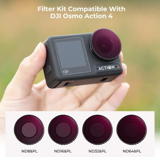 K&F DJI Osmo Action 4 / Action 5 PRO ND&PL Filter Kit ND8&PL + ND16&PL + ND32&PL + ND64&PL 4 Pack Optical Glass Filters