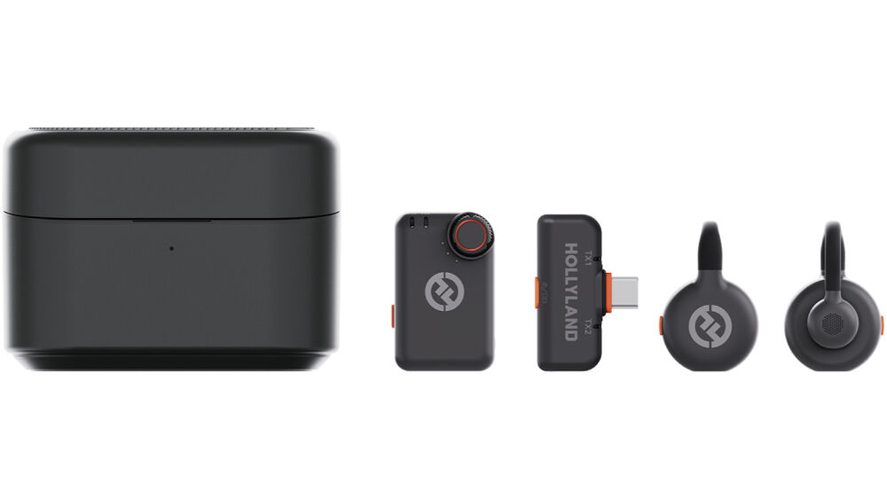 Hollyland LARK M2S Mini Combo 2-Person Wireless Microphone System for Cameras and Mobile Devices (2.4 GHz, Space Gray)