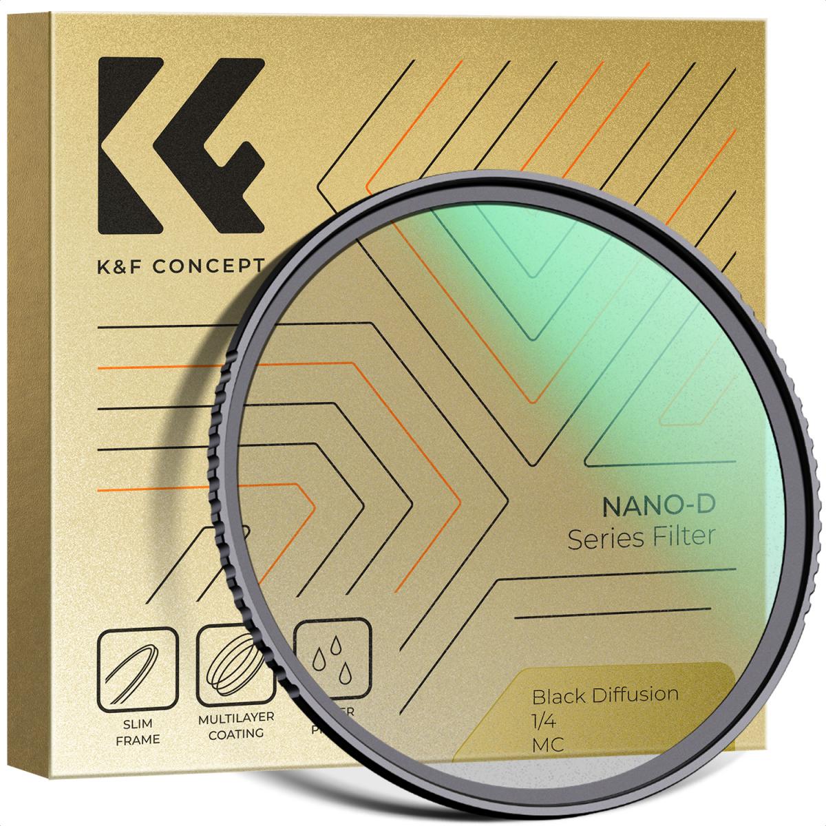 67mm Black Mist 1/4 Filter Waterproof Mist Cinematic Effect Filter with 24 Multi-Layer Coatings for Video/Vlog/Portrait Photography (Nano-Dazzle)