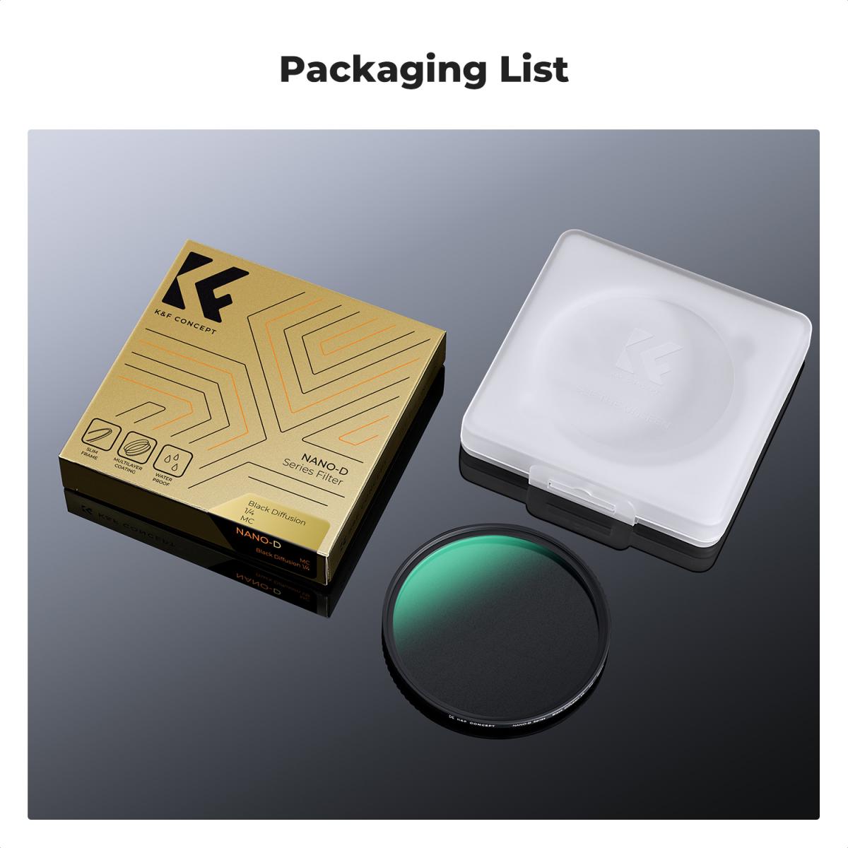 67mm Black Mist 1/4 Filter Waterproof Mist Cinematic Effect Filter with 24 Multi-Layer Coatings for Video/Vlog/Portrait Photography (Nano-Dazzle)