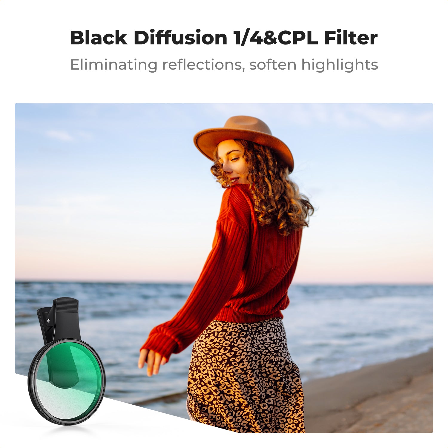 K&F Clip-on CPL&Black Mist 1/4 2-in-1 Phone Camera Lens Filter Kit App ...