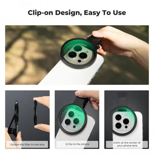 K&F Concept 67mm Clip-on CPL & Black Mist 1/4 2-in-1 Phone Camera Lens Filter Kit, Compatible with All Smartphone Models (KF01.2900V2)