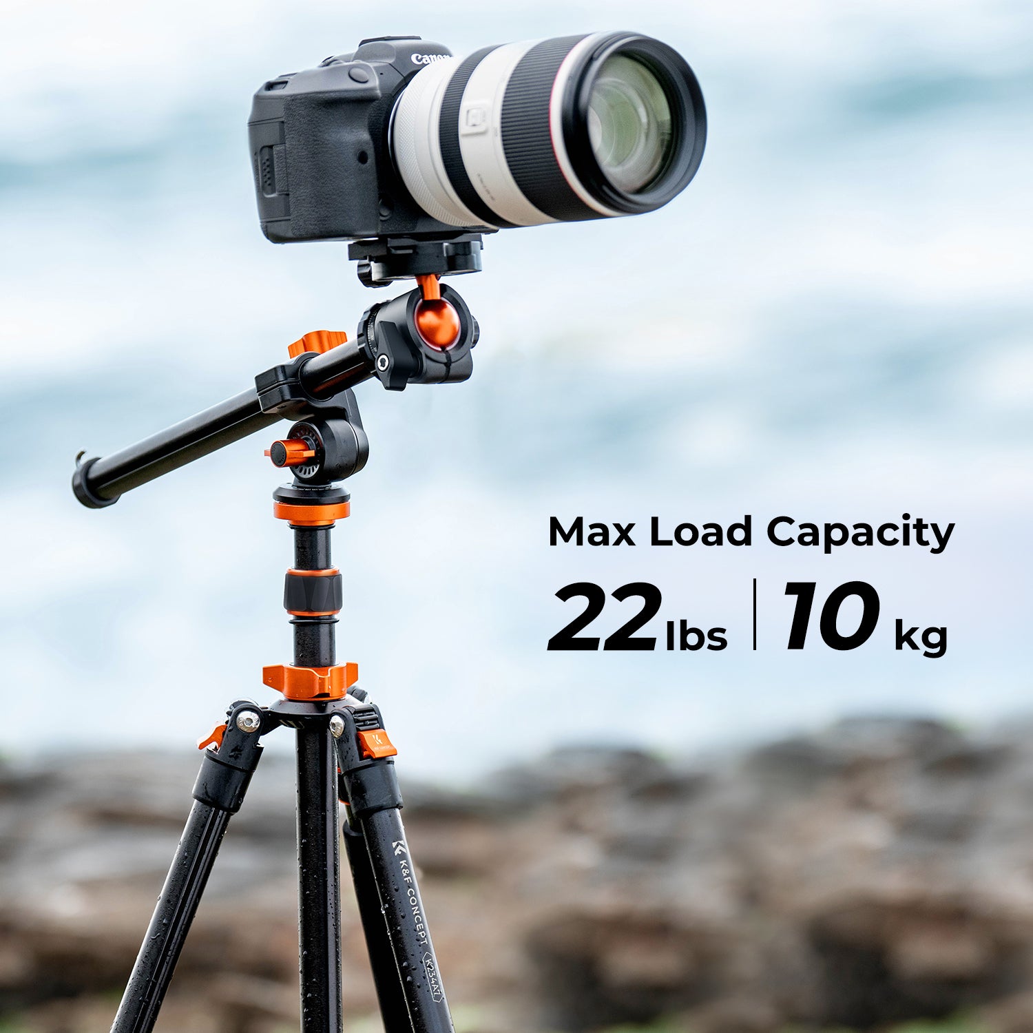 K&F 2m Overhead Aluminum Tripod Compact Portable Tripod Monopod 10kg Load with Rotatable 360° Center Column