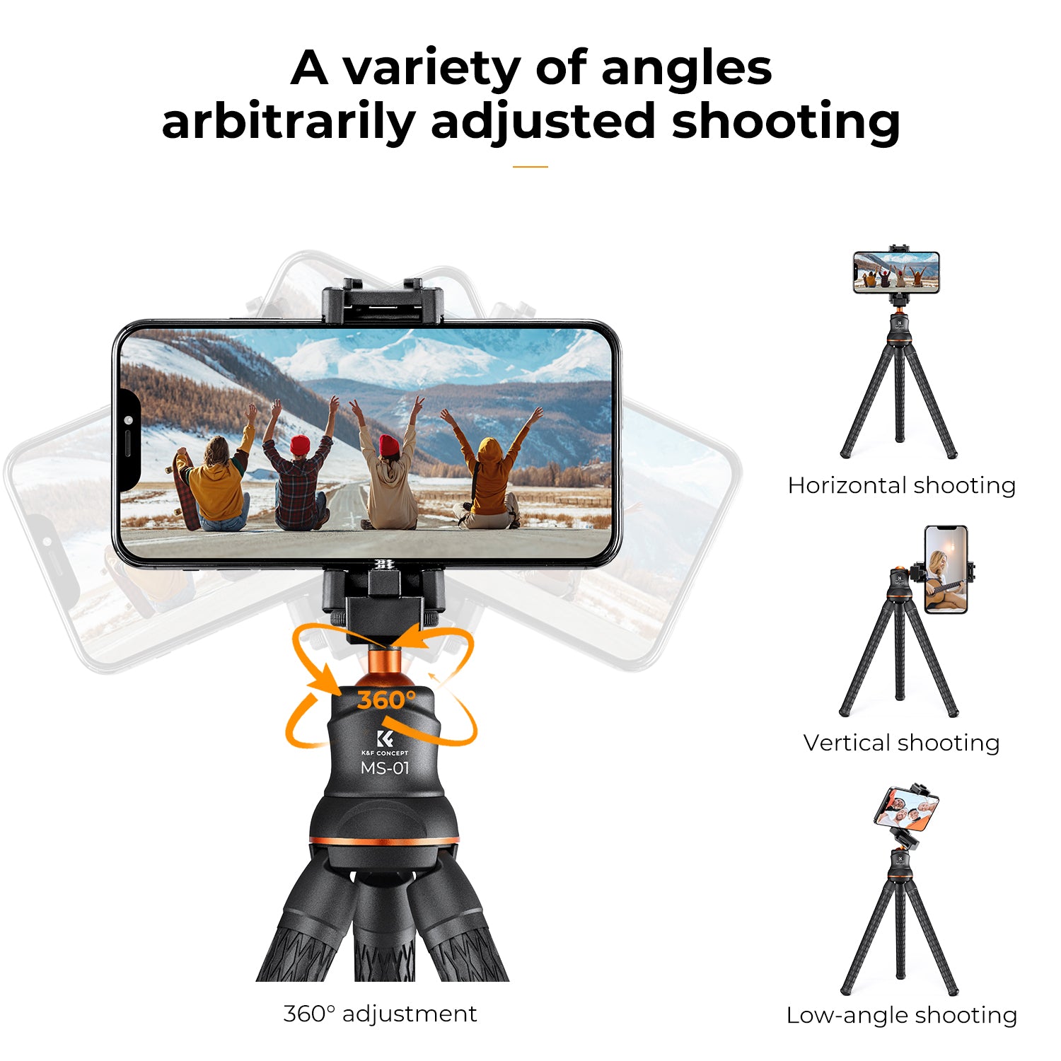 K&F Concept Camera Tripod Versatile Mini Flexible Phone Stand Phone Tripod Bluetooth Remote Contro