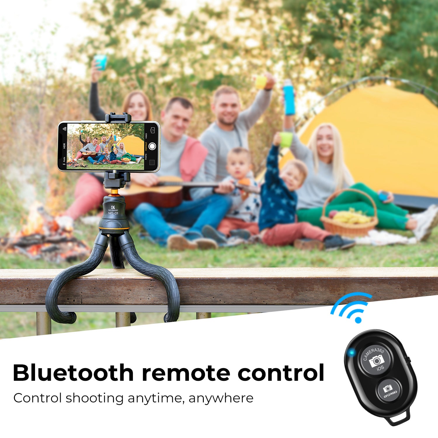 K&F Concept Camera Tripod Versatile Mini Flexible Phone Stand Phone Tripod Bluetooth Remote Contro