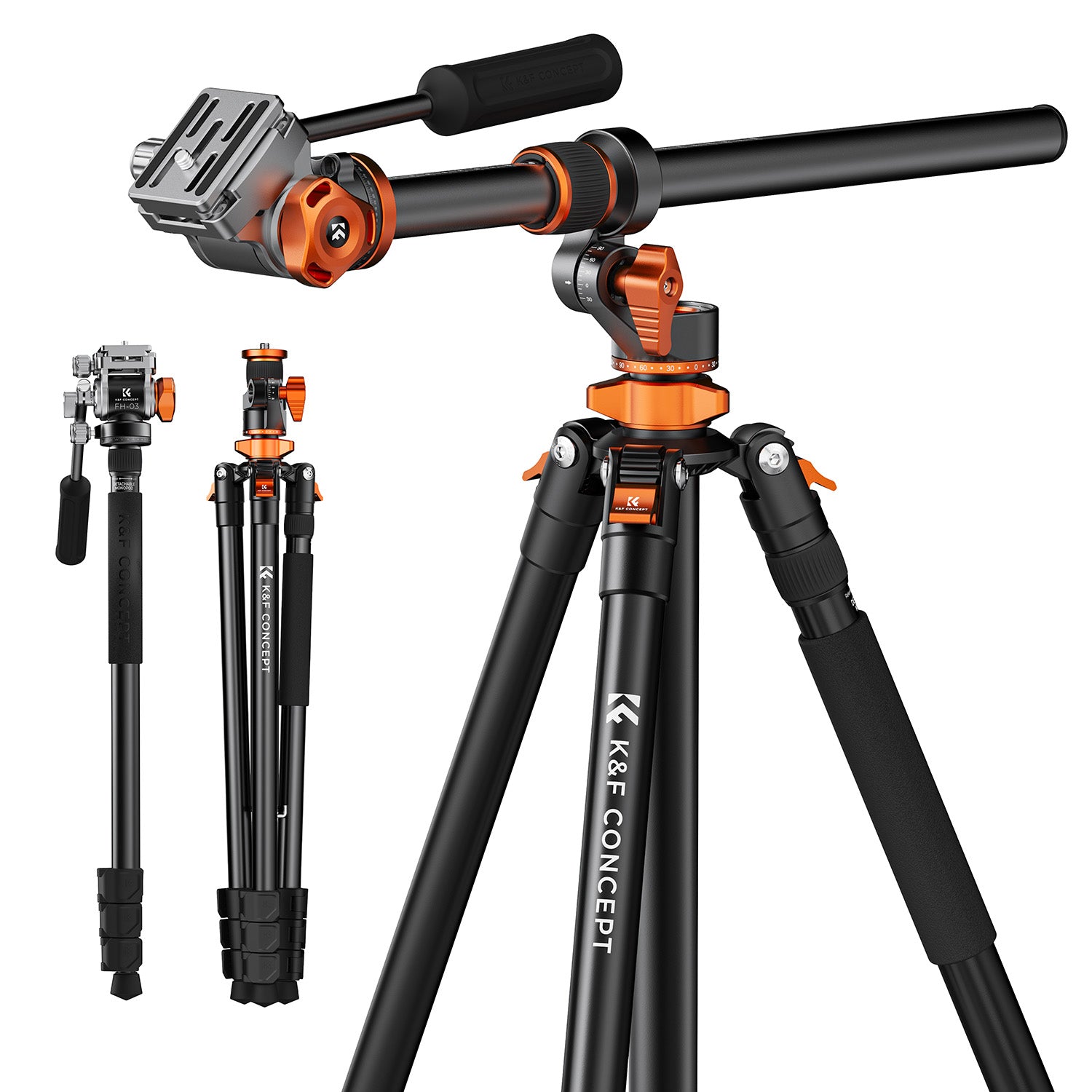 K&F Concept Professional Video Tripod with Fluid Head FH-03 (KF09.137)