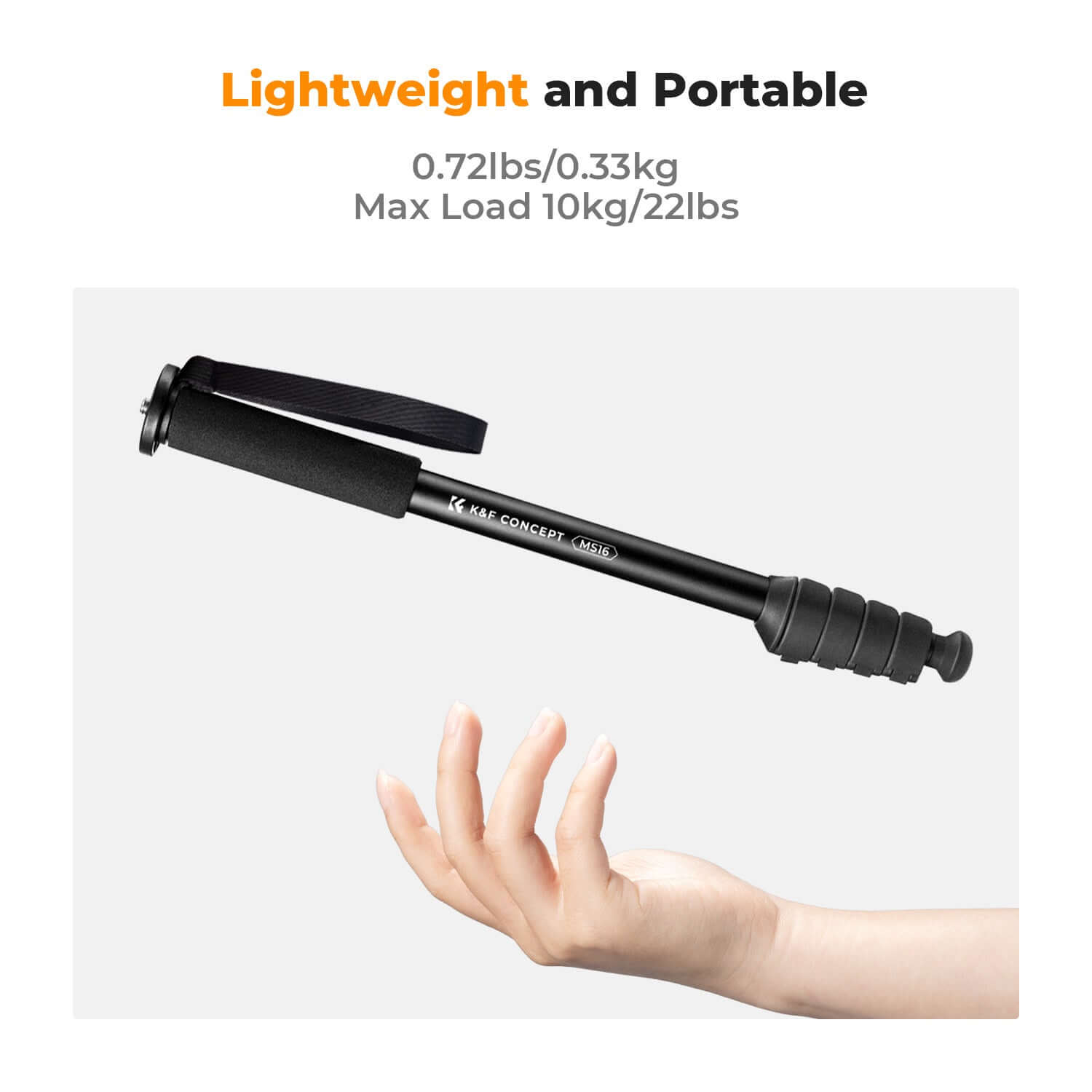 K&F Concept 160cm  Camera Monopod 5-Section Height Aluminum Monopod With Metal And Rubber Feet 2-in-1 Design,Lightweight & Portable Camera Accessories