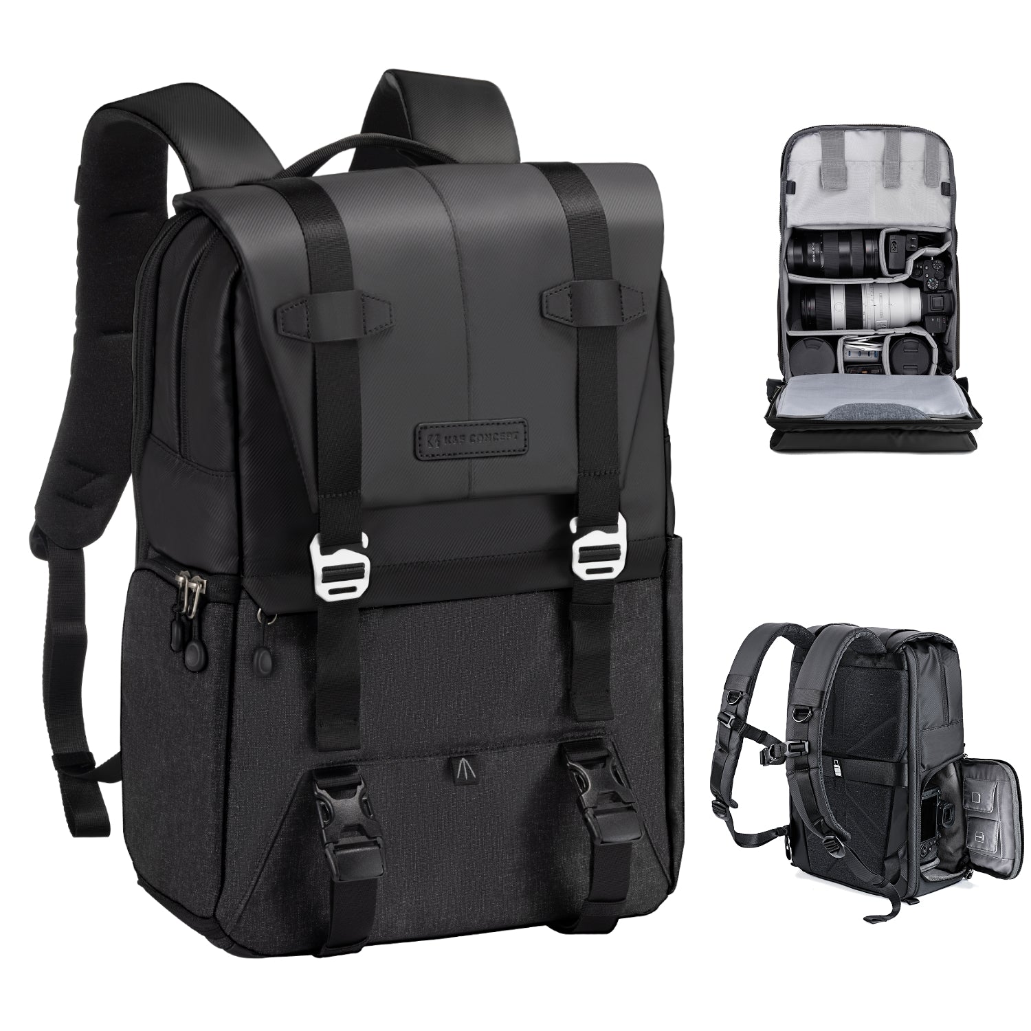 Camera Backpack Camera Bags for Photographers 20L Large Capacity Bag Cover 15.6 Inch Laptop Camera Cases with Raincover - Backpack 20L Urban Wander 01 (Grey)