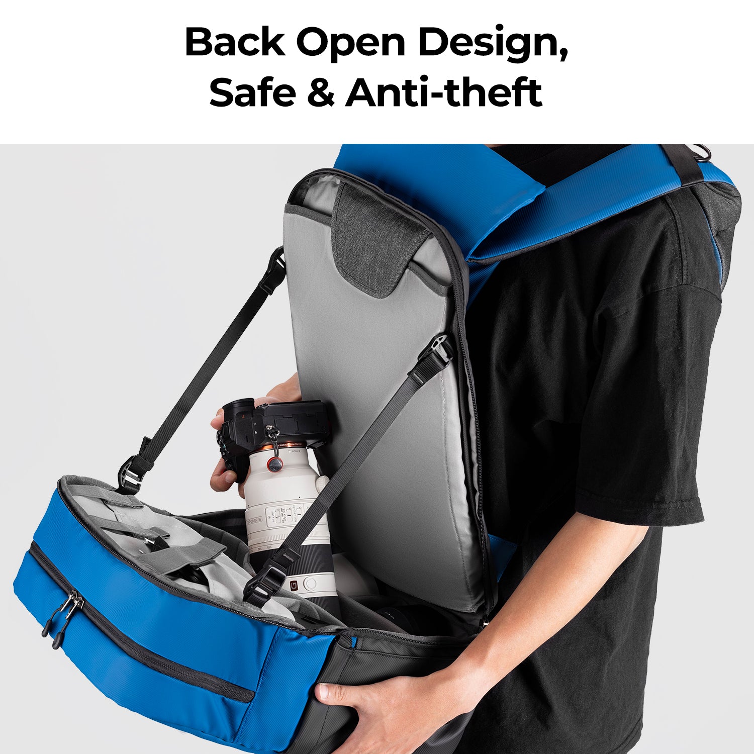 K&F Camera Backpack Camera Bags for Photographers Large Capacity Camera Case with 15.6 Inch Laptop Compartment  Backpack 20L