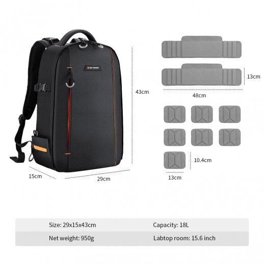 Camera Backpack 18L Nature Wander 05(Black Orange)
