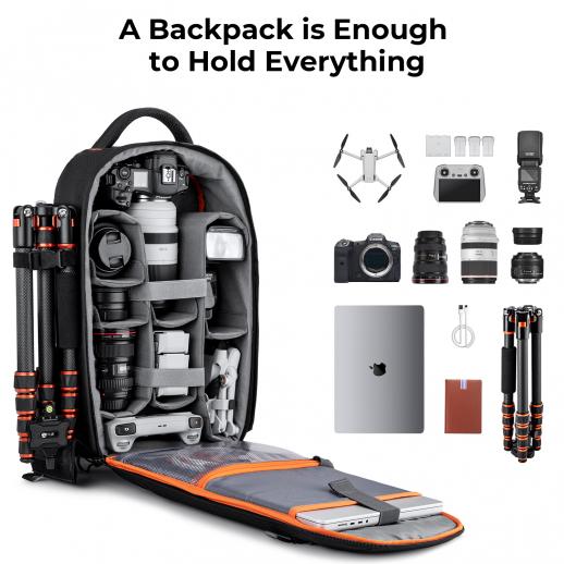 Camera Backpack 18L Nature Wander 05(Black Orange)