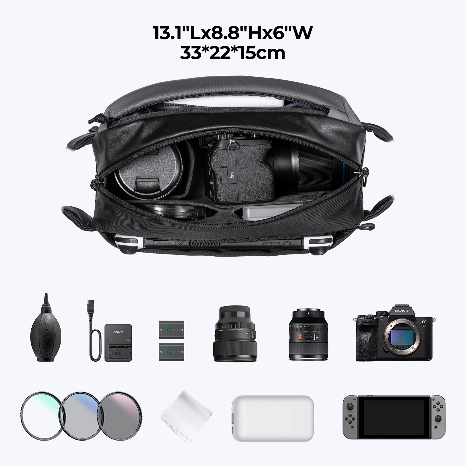 K&F Concept Alpha Camera Sling Bag 10L Photography Shoulder Bag, Compatible with Canon / Nikon / Sony Camears / DJI Mavic Drones - Sling Bag10L Urban Wander 01 (Grey)