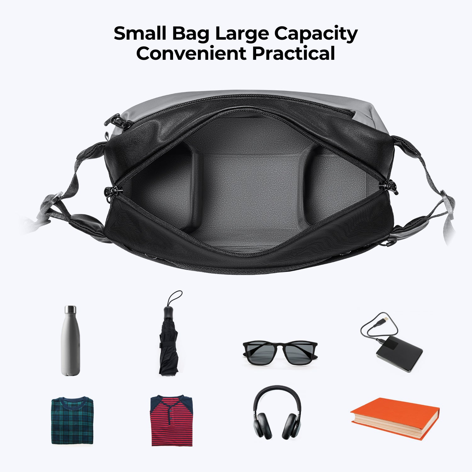 K&F Concept Alpha Camera Sling Bag 10L Photography Shoulder Bag, Compatible with Canon / Nikon / Sony Camears / DJI Mavic Drones - Sling Bag10L Urban Wander 01 (Grey)