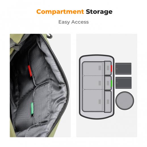 K&F Concept Alpha Camera Sling Bag 10L Photography Shoulder Bag, Compatible with Canon / Nikon / Sony Camears / DJI Mavic Drones - Sling Bag 10L Urban Wander 01 (Green)