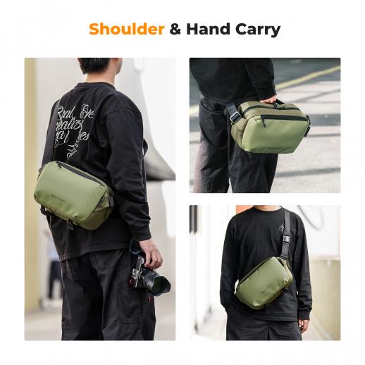 K&F Concept Alpha Camera Sling Bag 10L Photography Shoulder Bag, Compatible with Canon / Nikon / Sony Camears / DJI Mavic Drones - Sling Bag 10L Urban Wander 01 (Green)