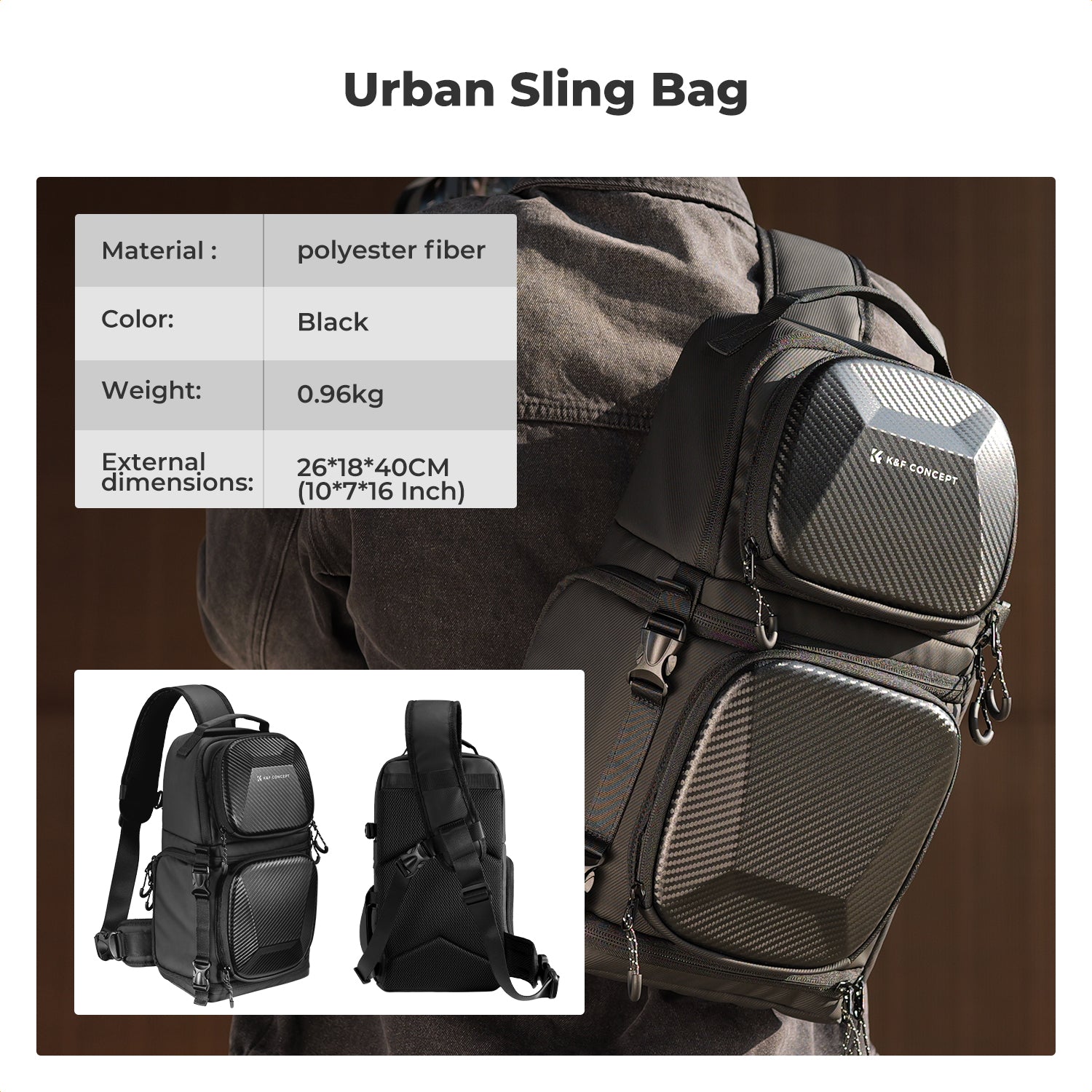 K&F Camera Sling Bag Crossbody Bag Hardshell Camera Shoulder Backpack DSLR / SLR / Mirrorless Camera Case Photography Bags for Photographer