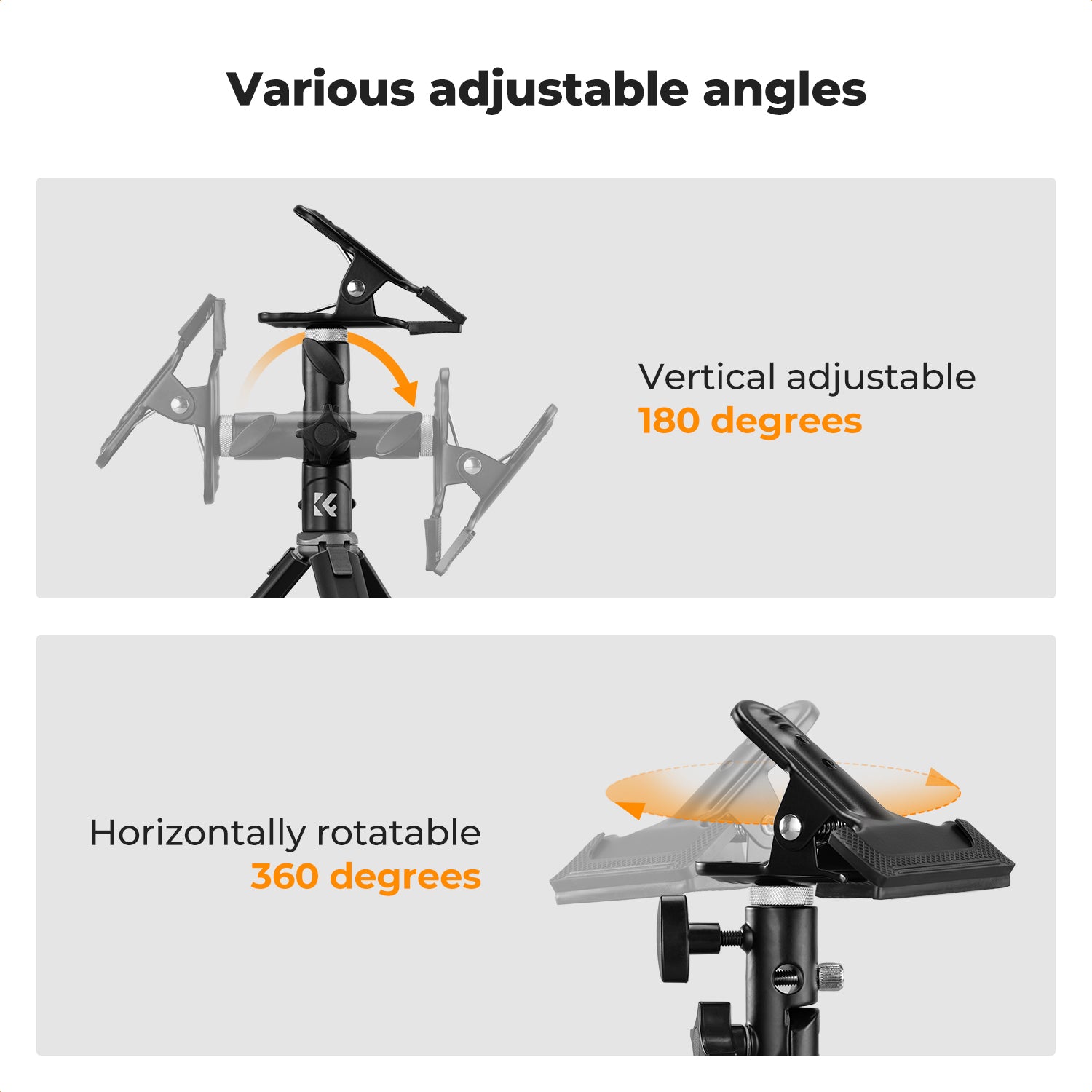 K&F CONCEPT Photography Reflector Bracket Heavy Duty Metal Clip Bracket with 5/8