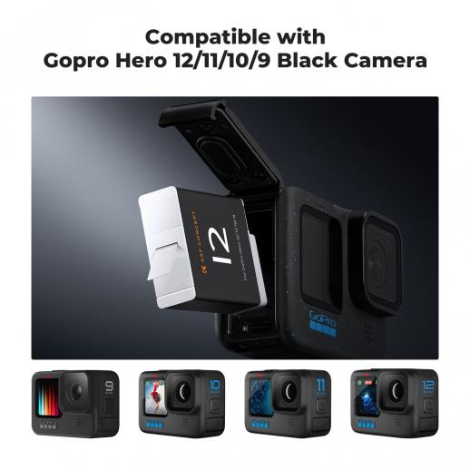 k&f 2 Pack 1730mAh Batteries for GoPro Hero 12/11/10/9 Black, with 3-Channel LCD USB Fast Charger Fit for Gopro Hero 12 Black, Hero 11 Black, Hero 10 Black, Hero 9 Black