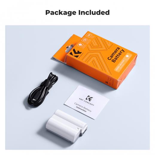 K&F Concept EN-EL15C Battery with 2600mAh Capacity and Type-C Fast Charging for for Nikon Z8, Z7II, Z 7, Z 6II, Z 6, Z5, D850, D810, D810A, D780, D750, D610, D500, D7500, D7200 Camera