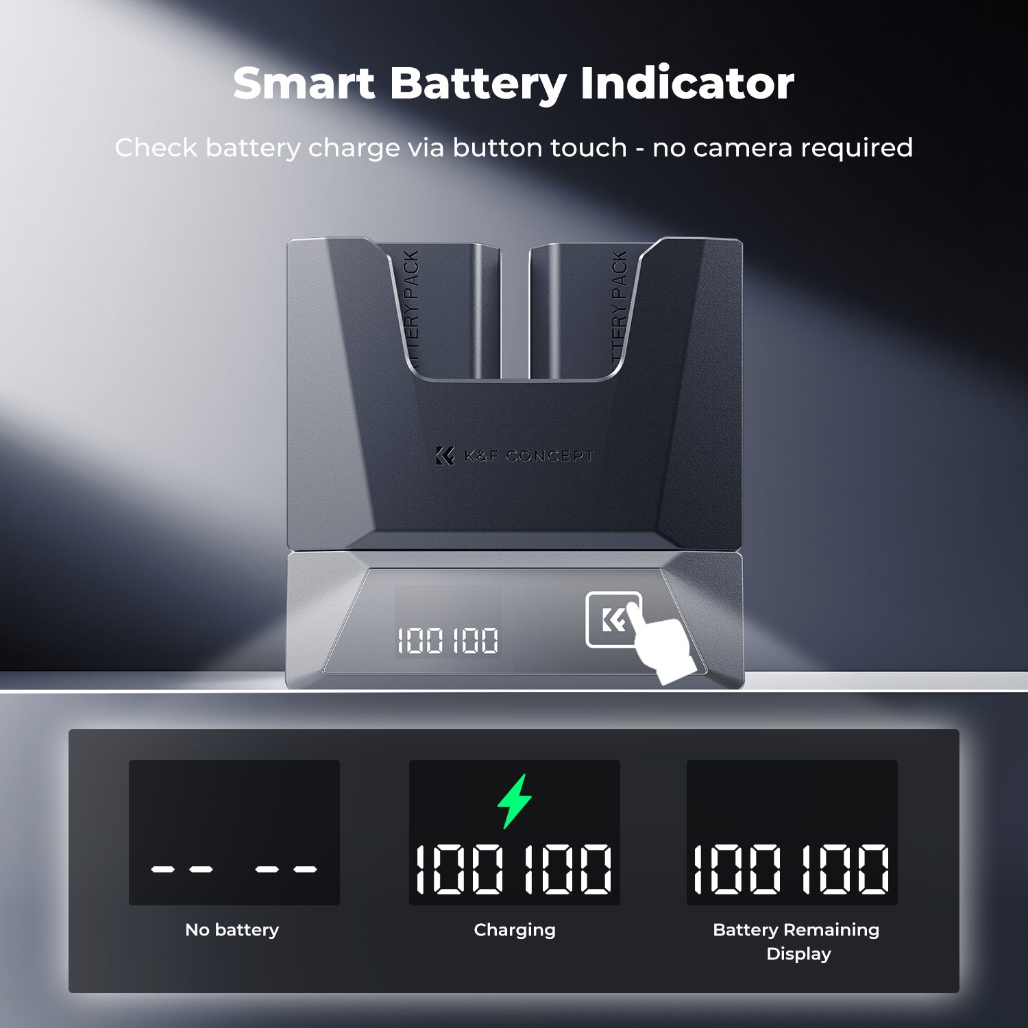 K&F Sony NP-FZ100 18W Modular Fast Charger and Battery Kit, 2600mAh Large Capacity Battery for Sony A7iii, A7R V, IV, Alpha A7C, A6700, ILCE-1M2, A7R3, ZV-E1, FX3, FX30