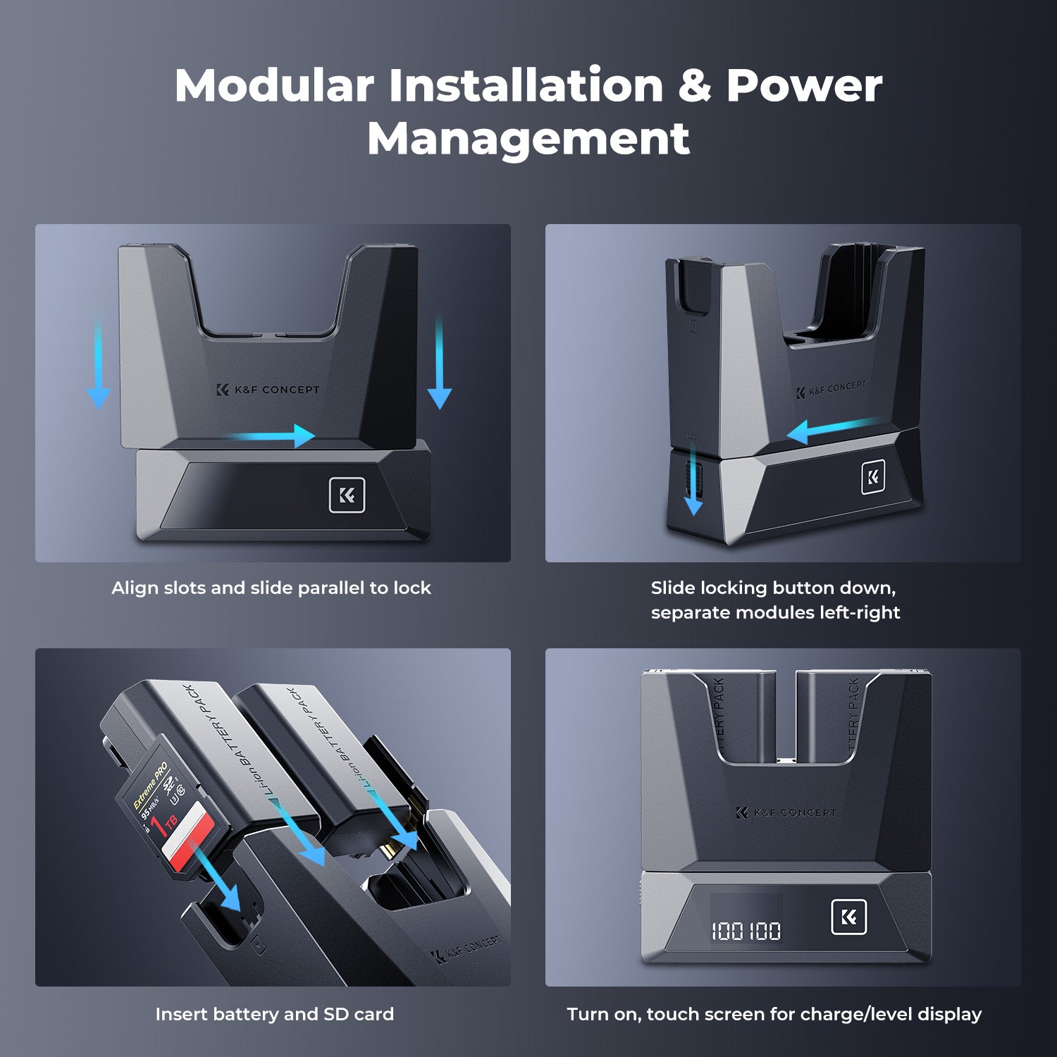 K&F Sony NP-FZ100 18W Modular Fast Charger and Battery Kit, 2600mAh Large Capacity Battery for Sony A7iii, A7R V, IV, Alpha A7C, A6700, ILCE-1M2, A7R3, ZV-E1, FX3, FX30