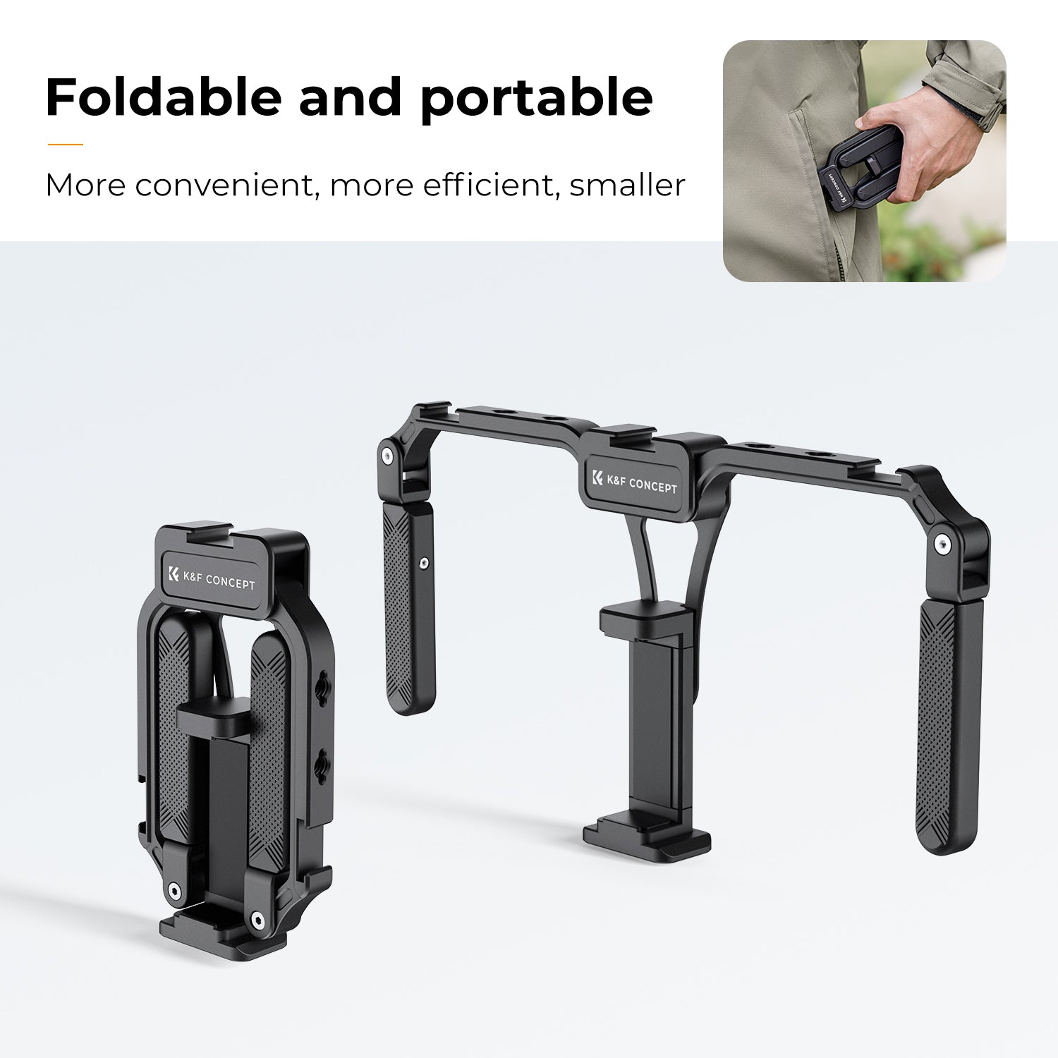 K&F Smartphone Video Rig with Dual Handles, Foldable Aluminum Video Stabilizer Phone Video Rig Compatible for iPhone,Samsung and all phones