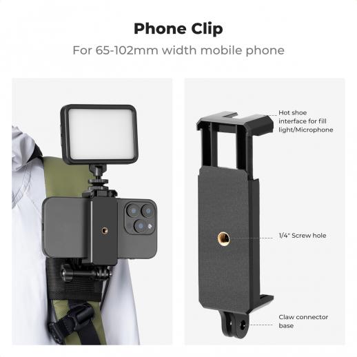 K&F Concept Backpack Belt Shoulder Strap Mount Compatible with GoPro . DJI Osmo Action 5 Pro/4/3 and More Action Camera, 360° Rotation