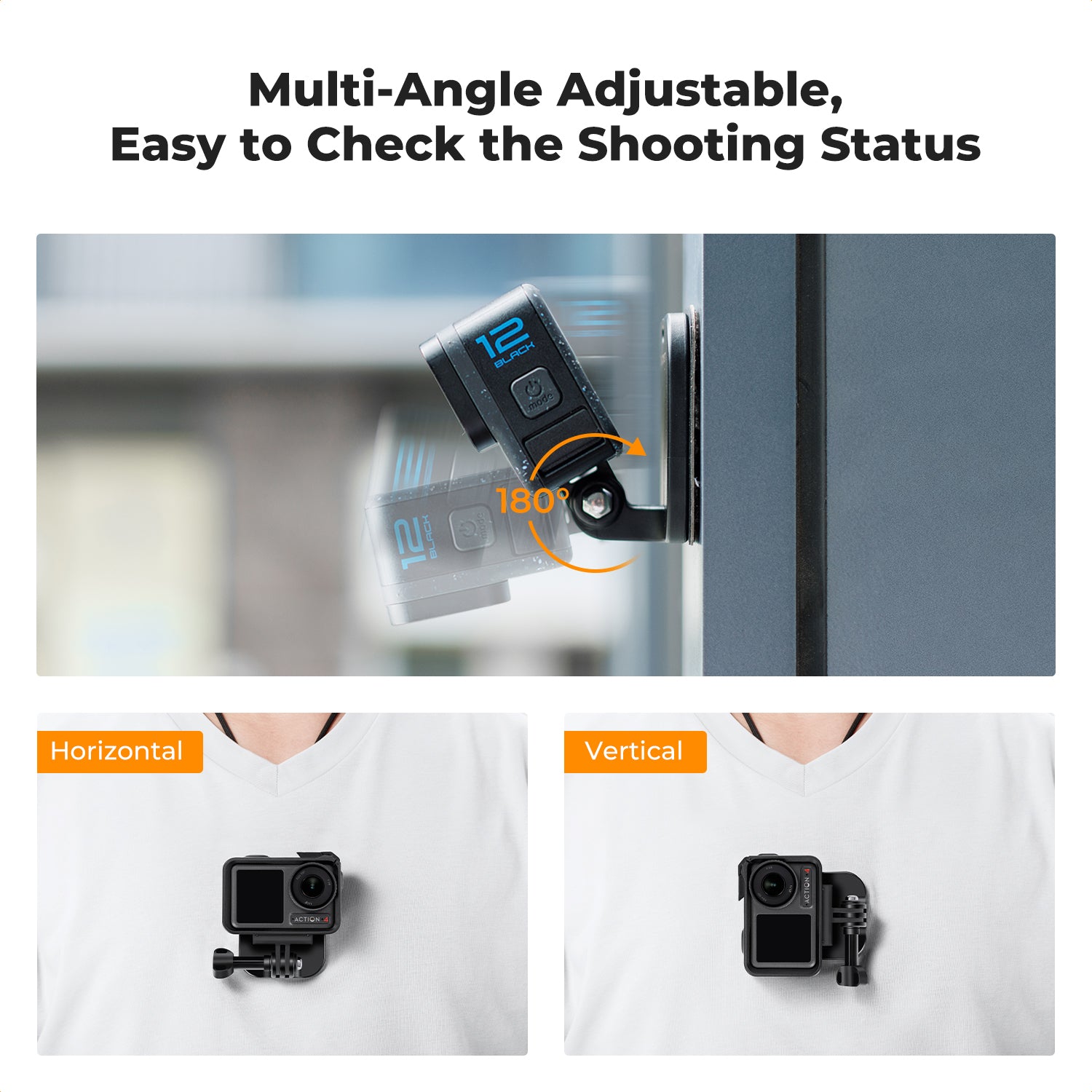 Magnetic Neck Bracket, With Adjustable Pull Rope for Mobile Phone and Gopro Series; Dji Action Series and phone