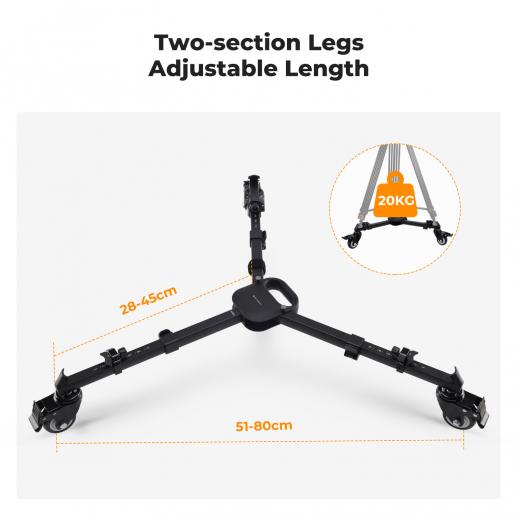 K&F Concept Photography Tripod Dolly, Heavy Duty with 3