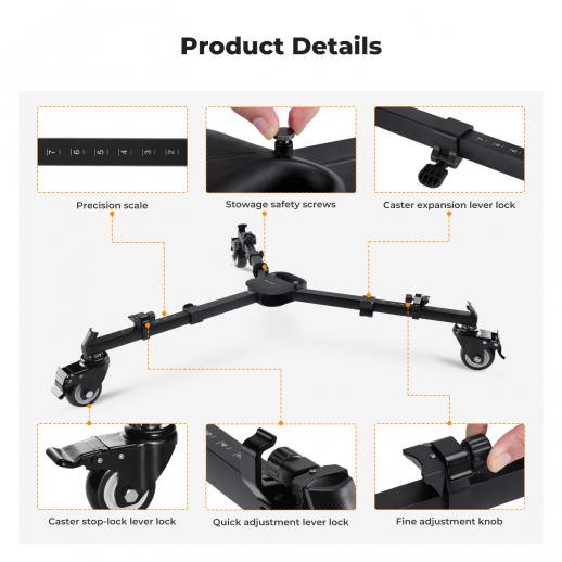 K&F Concept Photography Tripod Dolly, Heavy Duty with 3
