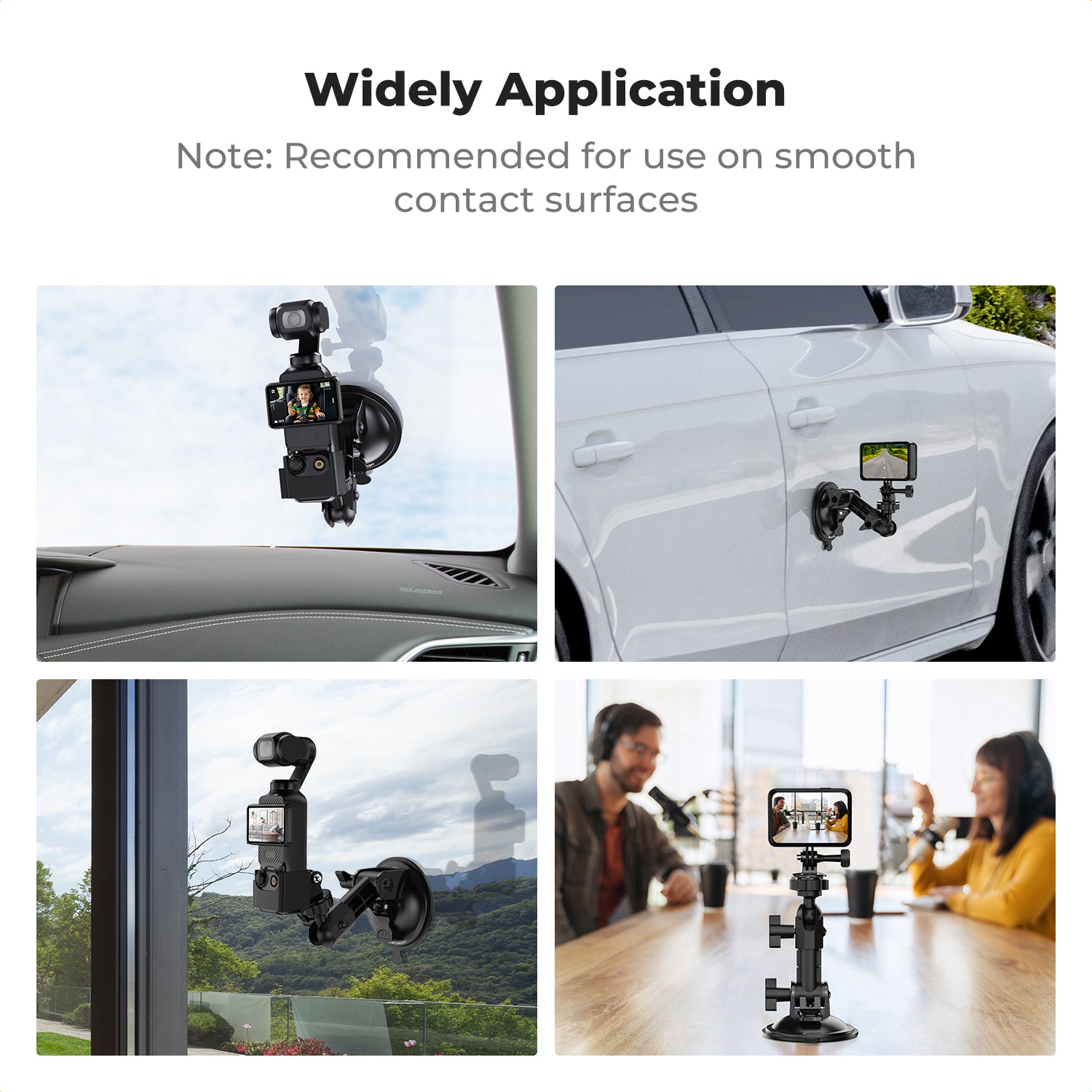 K&F Suction Cup Mount for DJI Osmo Pocket 3, Car Windshield Window Dash Mount Holder for GoPro Hero 13/12/11/10/9 Black, DJI Osmo Action 3/4/5 Pro, Insta360 X5/X4 Accessories