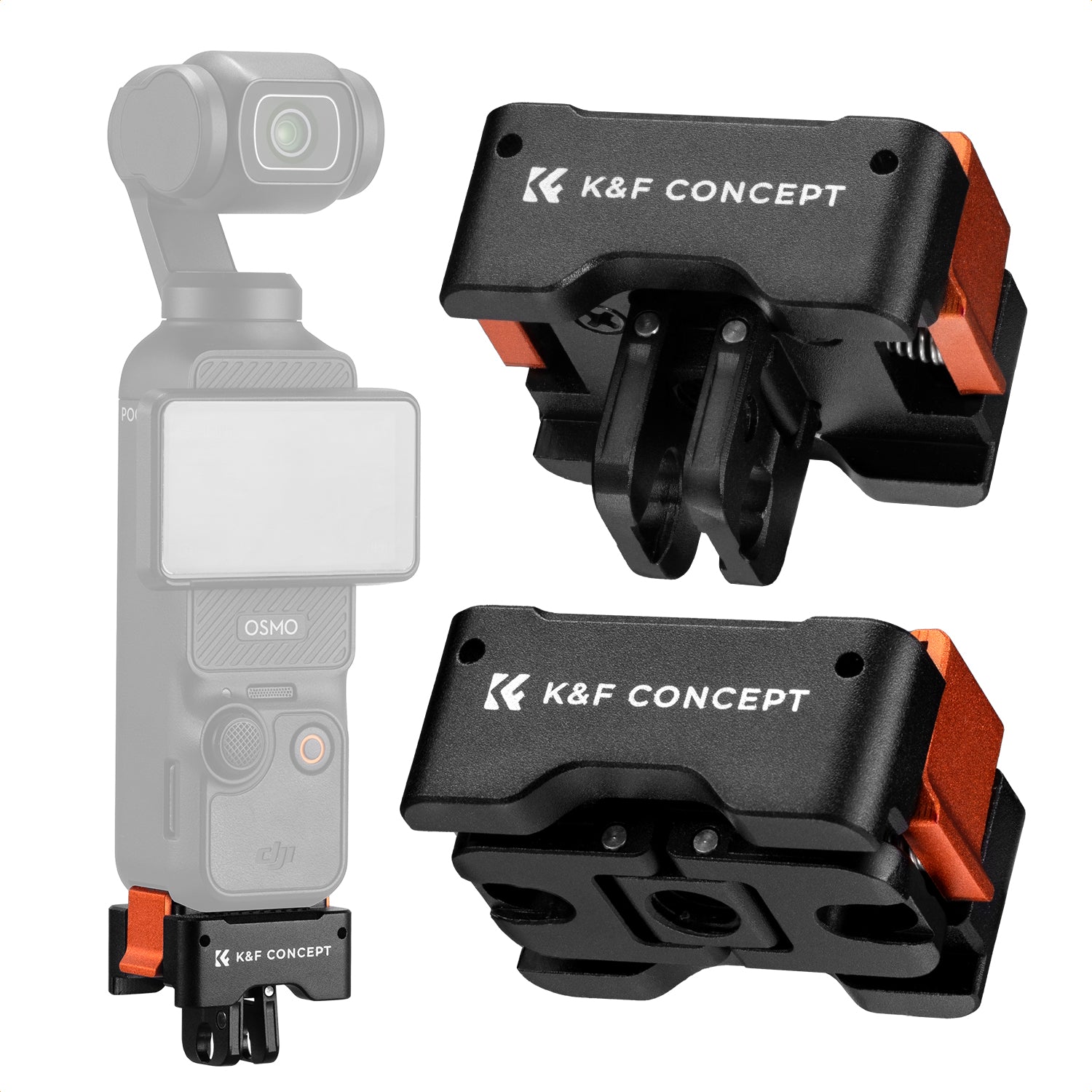 K&F 2Pack Quick Release Adapter Mount for DJI Osmo Pocket 3 Create Combo, Tripod Mount Fit Arca-Swiss Standard, with 1/4 Screw Hole/Folding Finger,Aluminum Alloy Bracket