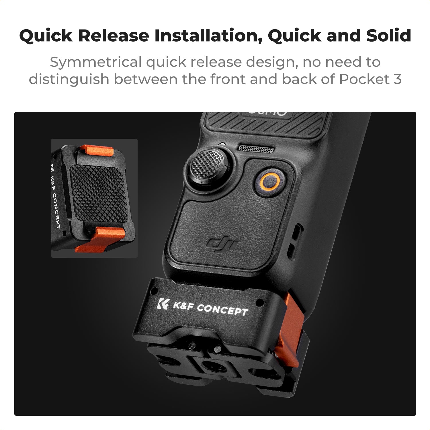 K&F 2Pack Quick Release Adapter Mount for DJI Osmo Pocket 3 Create Combo, Tripod Mount Fit Arca-Swiss Standard, with 1/4 Screw Hole/Folding Finger,Aluminum Alloy Bracket