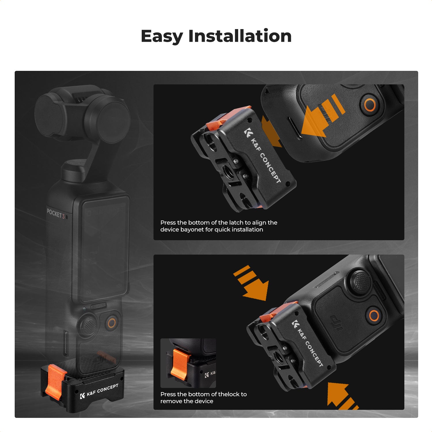 K&F 2Pack Quick Release Adapter Mount for DJI Osmo Pocket 3 Create Combo, Tripod Mount Fit Arca-Swiss Standard, with 1/4 Screw Hole/Folding Finger,Aluminum Alloy Bracket